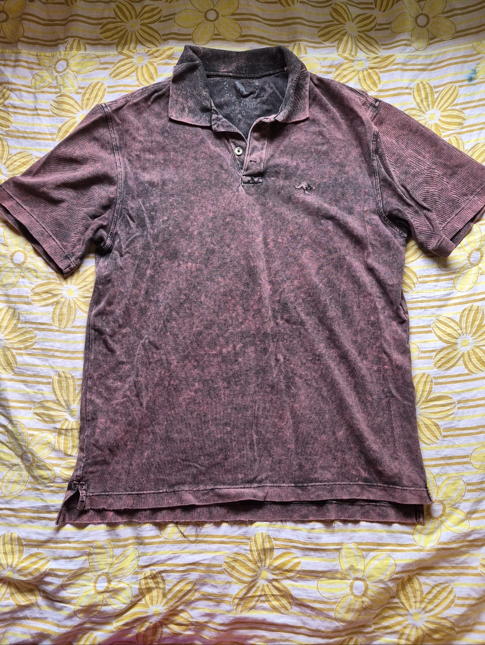 Men's Washed Burgundy Polo with Subtle Logo